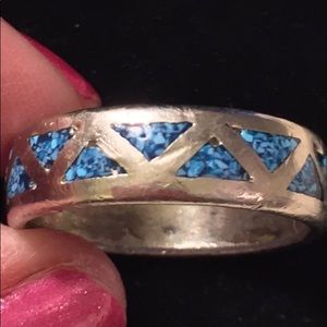 925 SterlingSilver(?) Ring w/Blue Gemstones 10.9